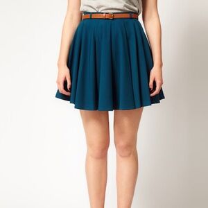 ASOS CURVE Teal Skater Skirt US 20 - Plus Size Blue Skirt